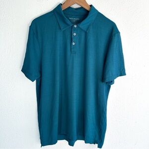 Mack Weldon AIRKNITx Polo Teal Sz large Typhoon Wave Runner